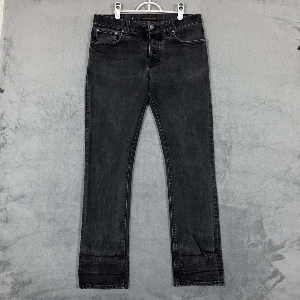 Nudie Jeans Co Jeans Mens 36x34 (34x31) Black Grim Tim Slim Fit Stretch Italy